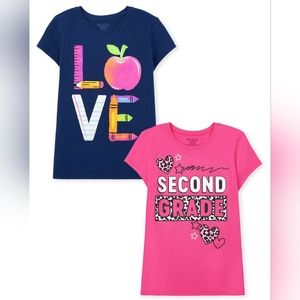 Girls Second Grade Graphic Tee 2-Pack - Multi Color